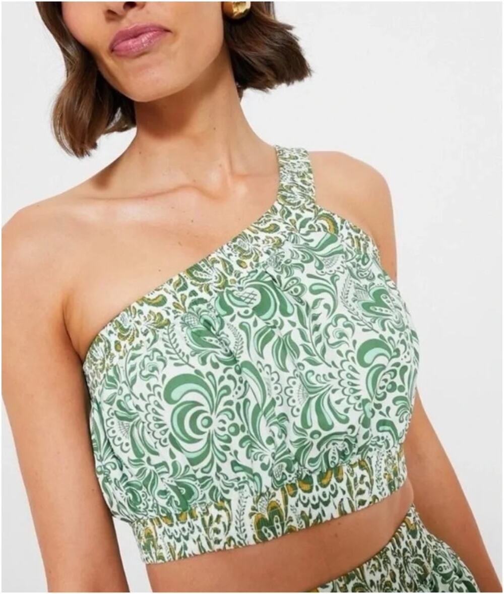 Hyacinth House Green Floral Gina Crop Top One Shoulder Tuckernuck Womens 2XS NWT